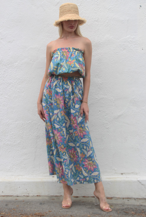 StarkX Tops - Starkx Bandeau Top Tube Bubble Crop Floral Summer Brights M Boho Tropical Beach